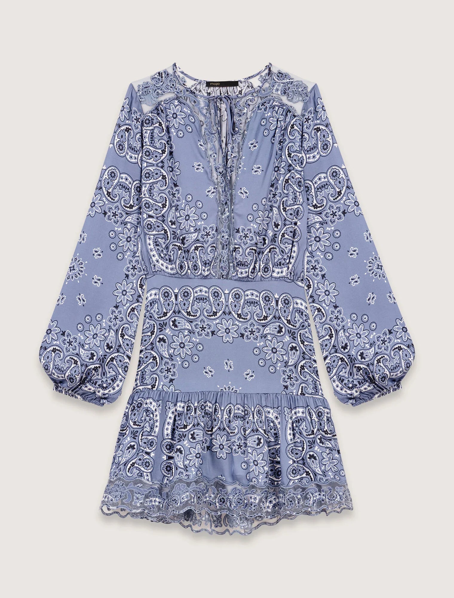 Blue Bandana Print-Short patterned floaty dress
