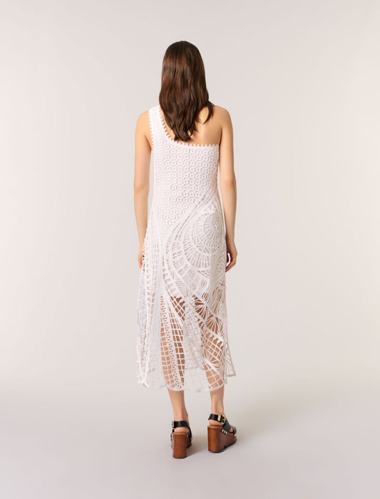 White-Asymmetrical crochet maxi dress