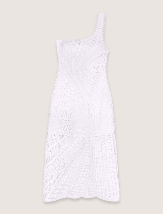 White-Asymmetrical crochet maxi dress