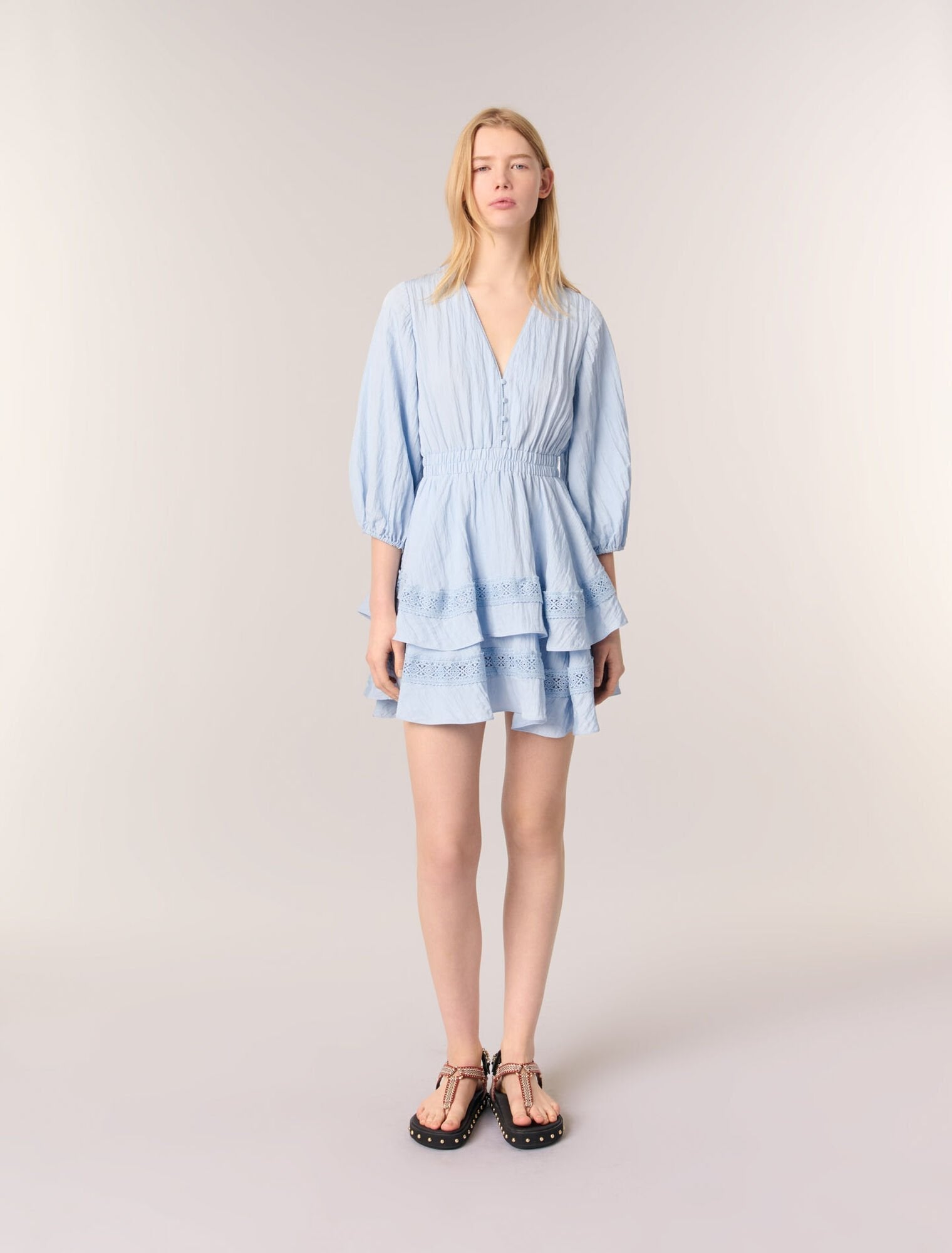Blue Sky-featured-Dress with ruffles and lace details