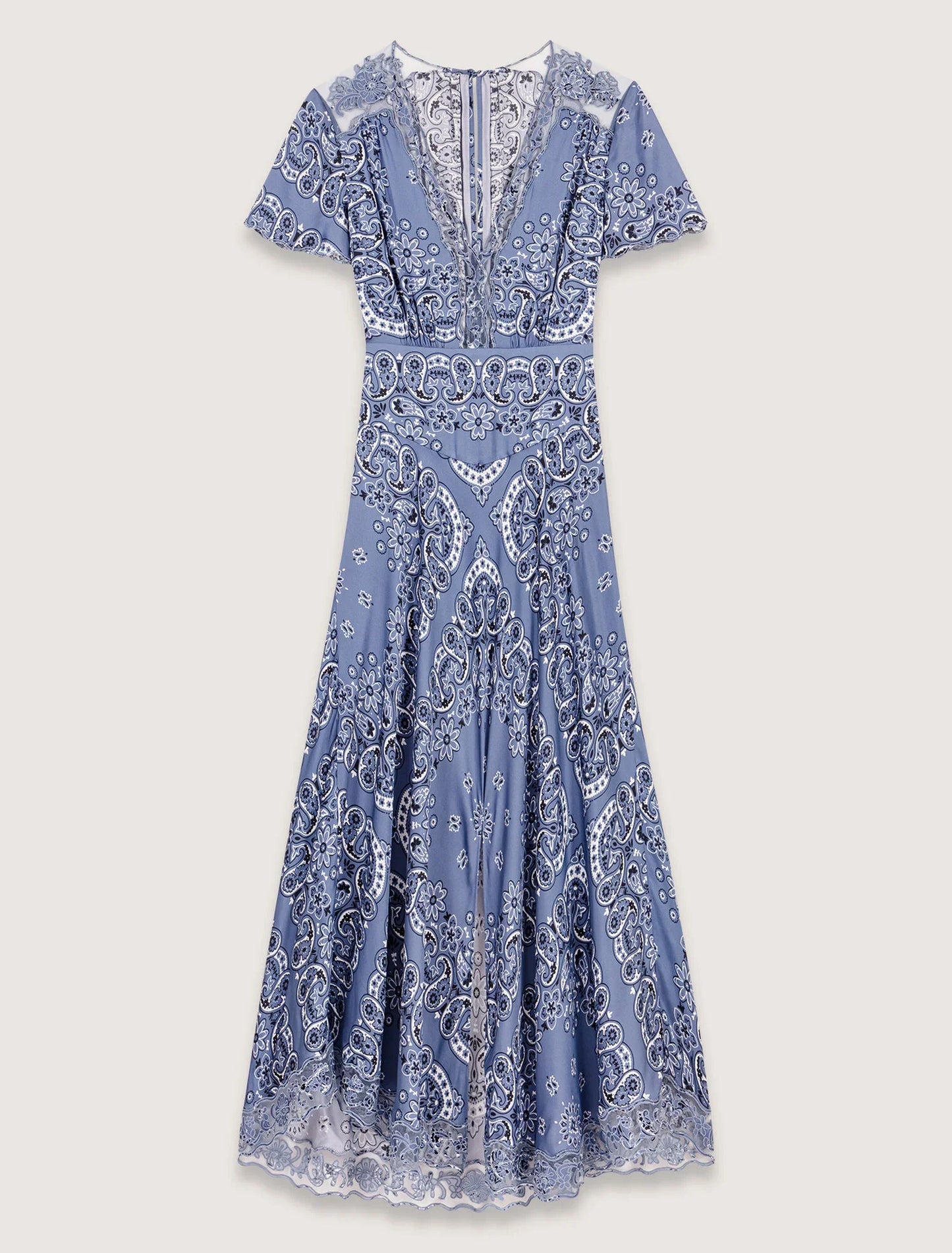 Blue bandana print-Patterned flowing maxi dress