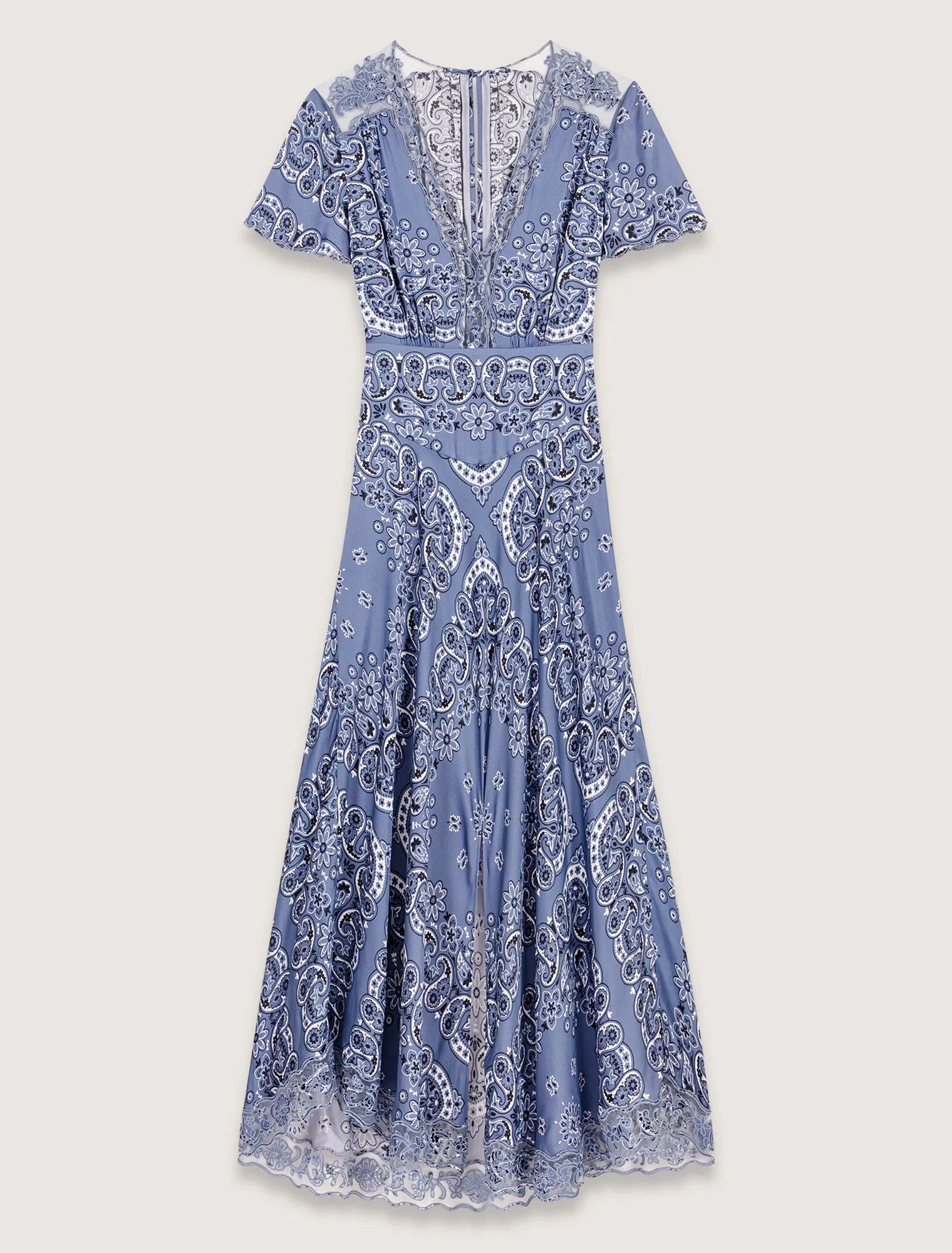 Blue bandana print-Patterned flowing maxi dress