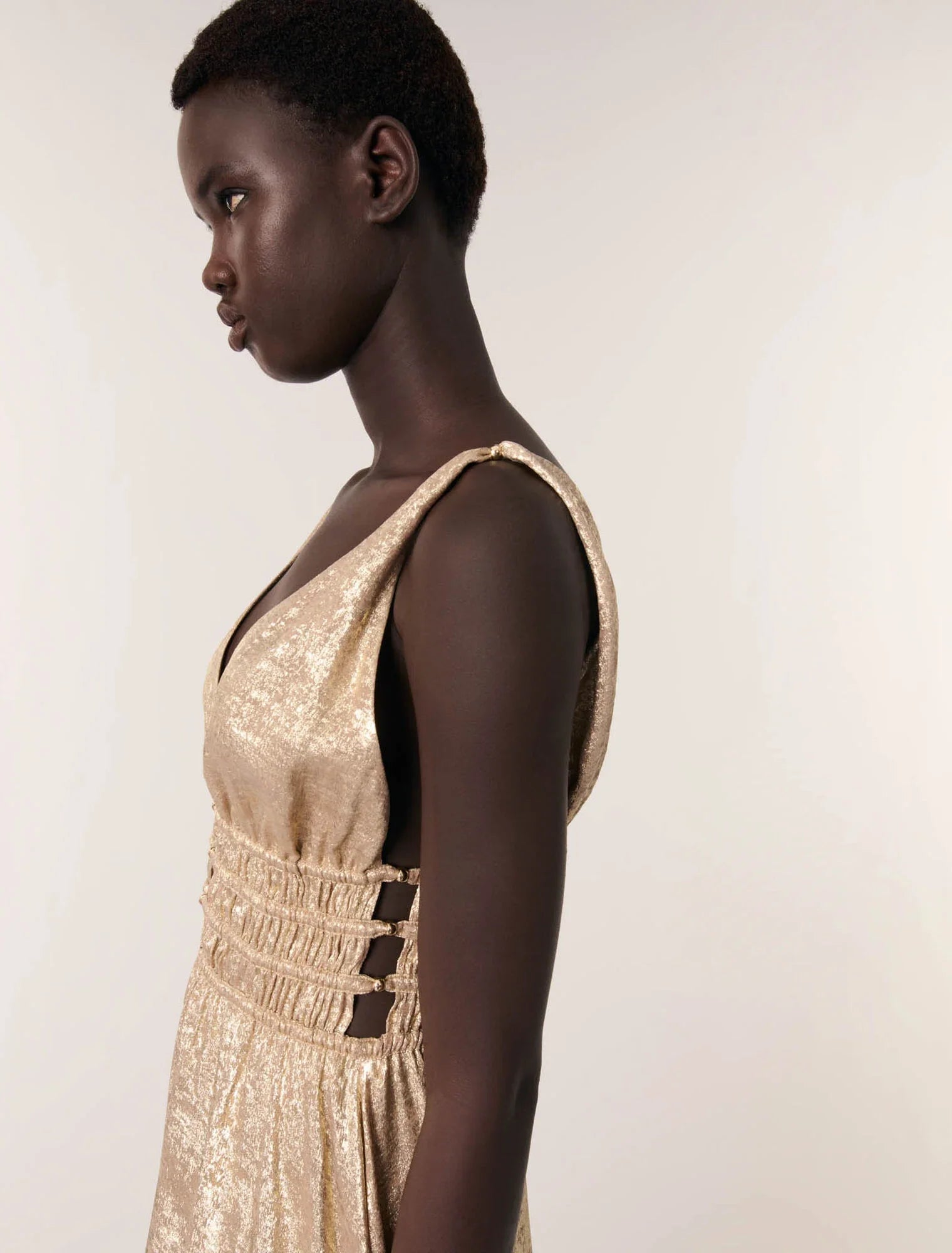 Gold-Metallic maxi dress