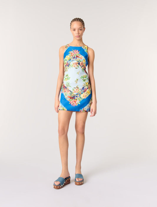 Multicolor floral print-featured-Patterned shift dress