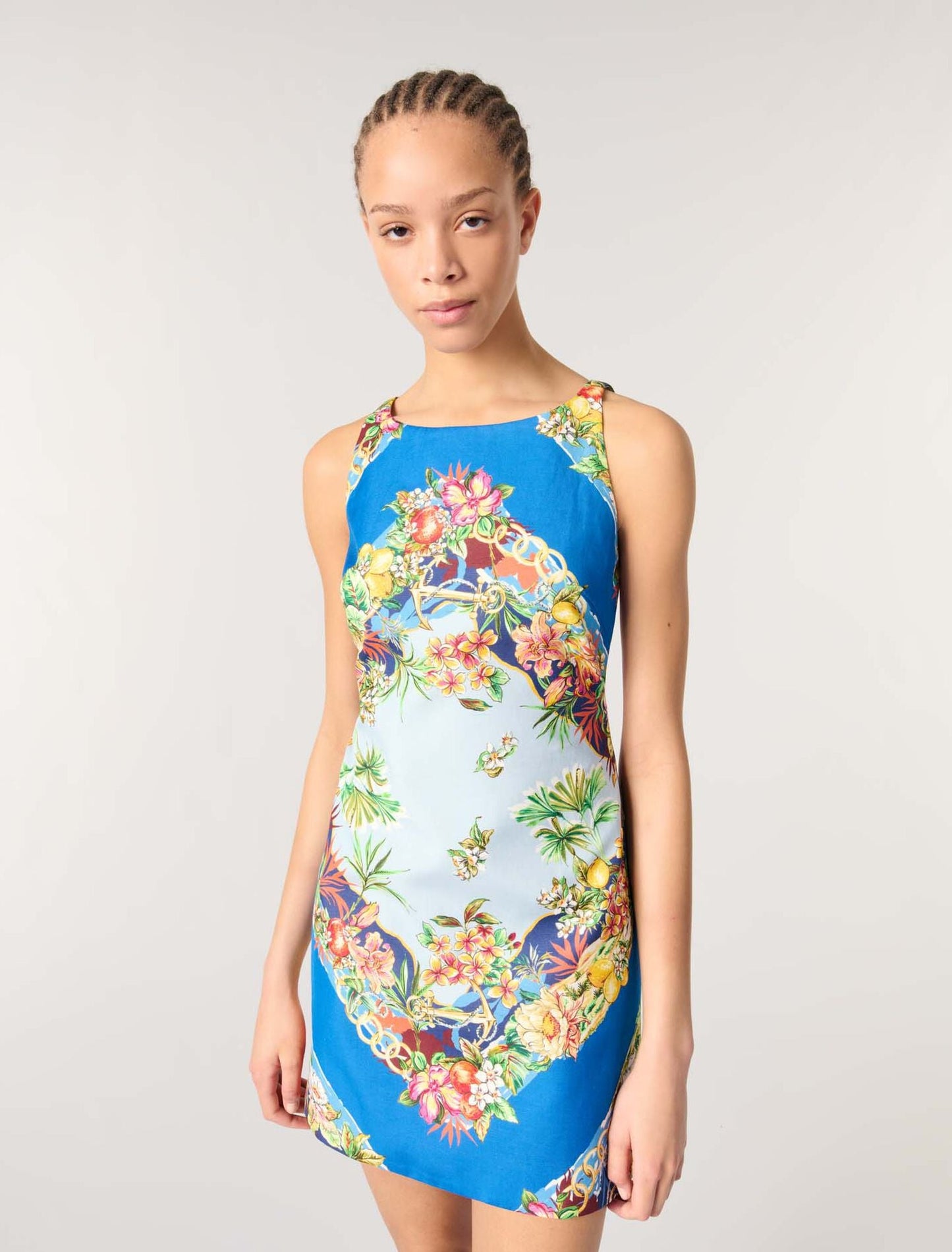 Multicolor floral print-Patterned shift dress