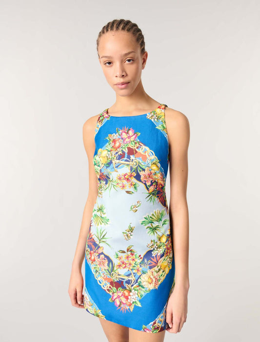 Multicolor floral print-Patterned shift dress