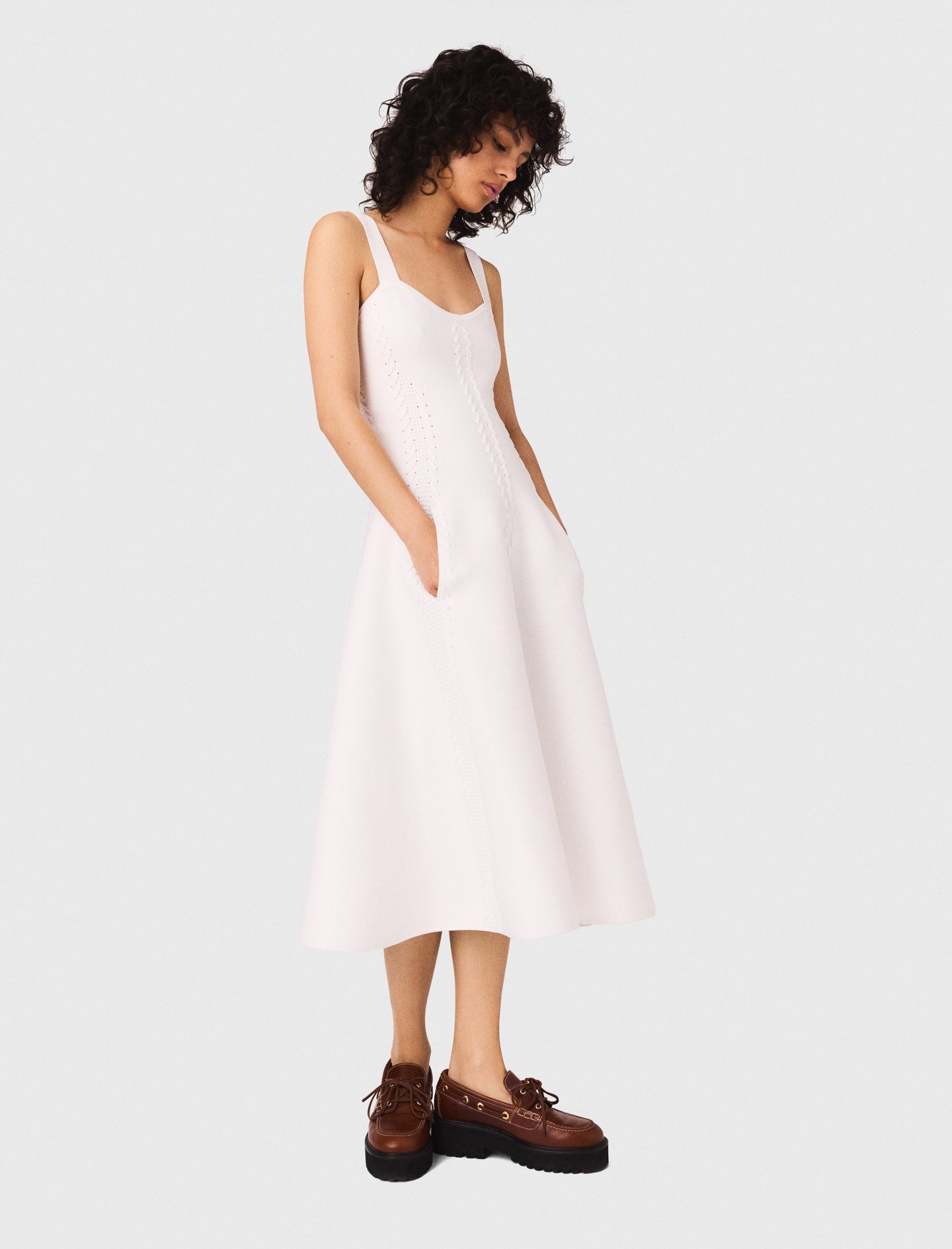 White Long babydoll knit dress