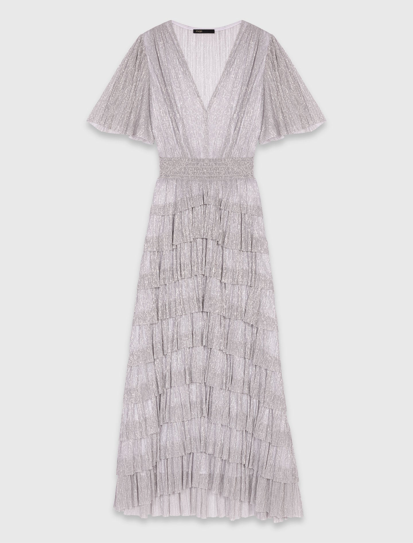 Metallic ruffled midi dress