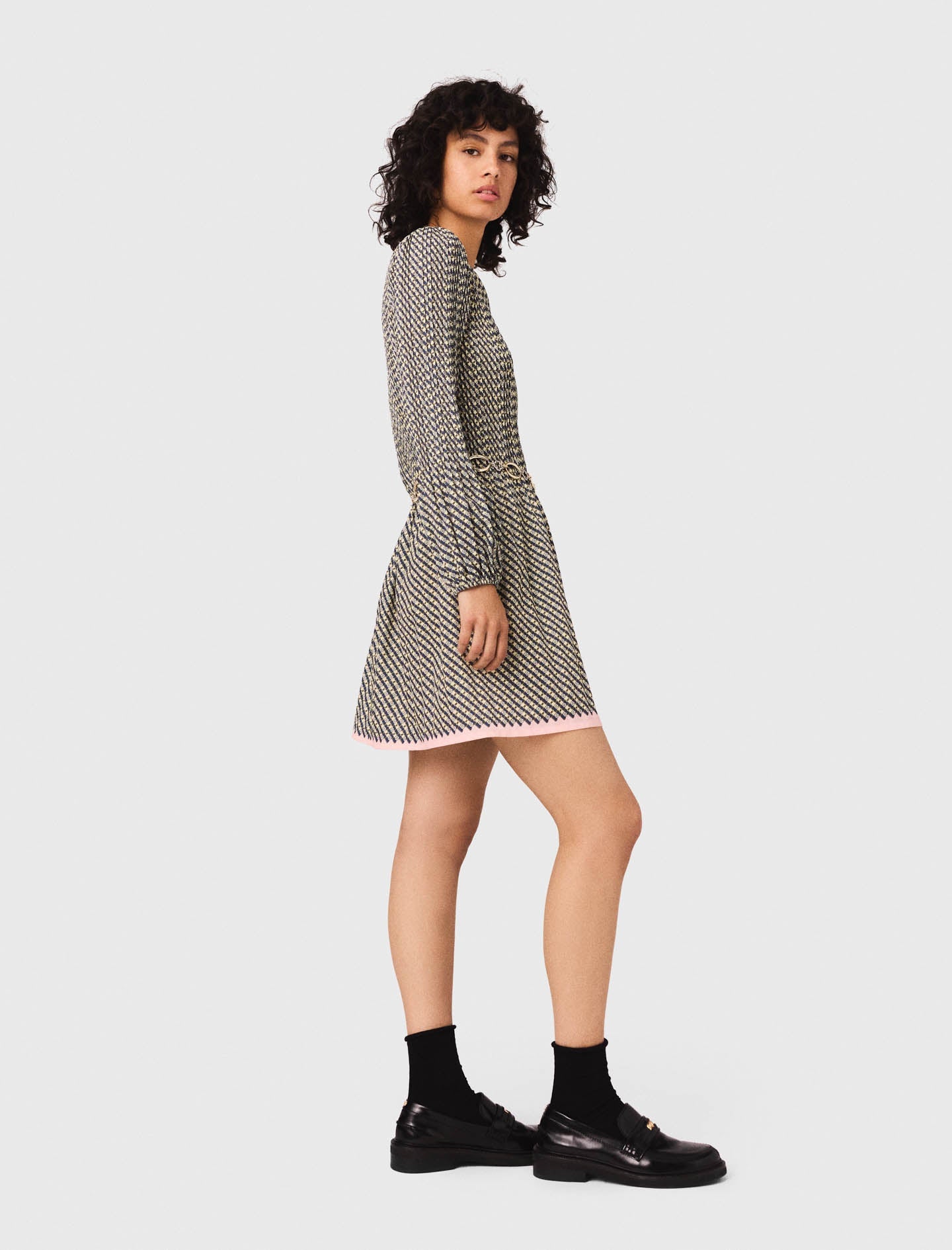 Patterned pleated dress
