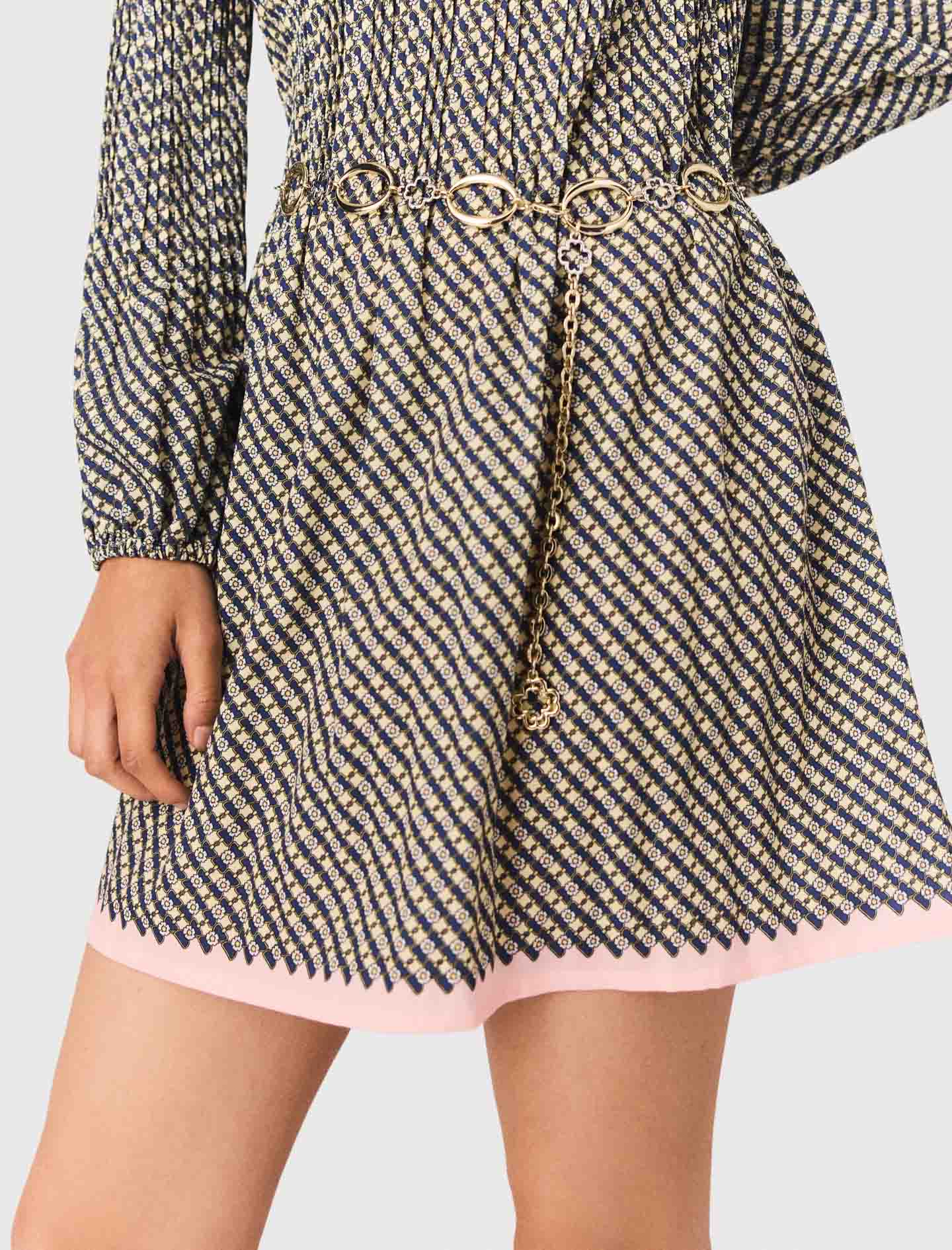 Patterned pleated dress