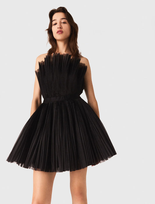 Tulle and organza bustier dress Black