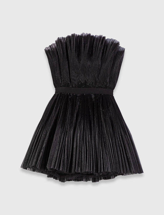 Tulle and organza bustier dress Black