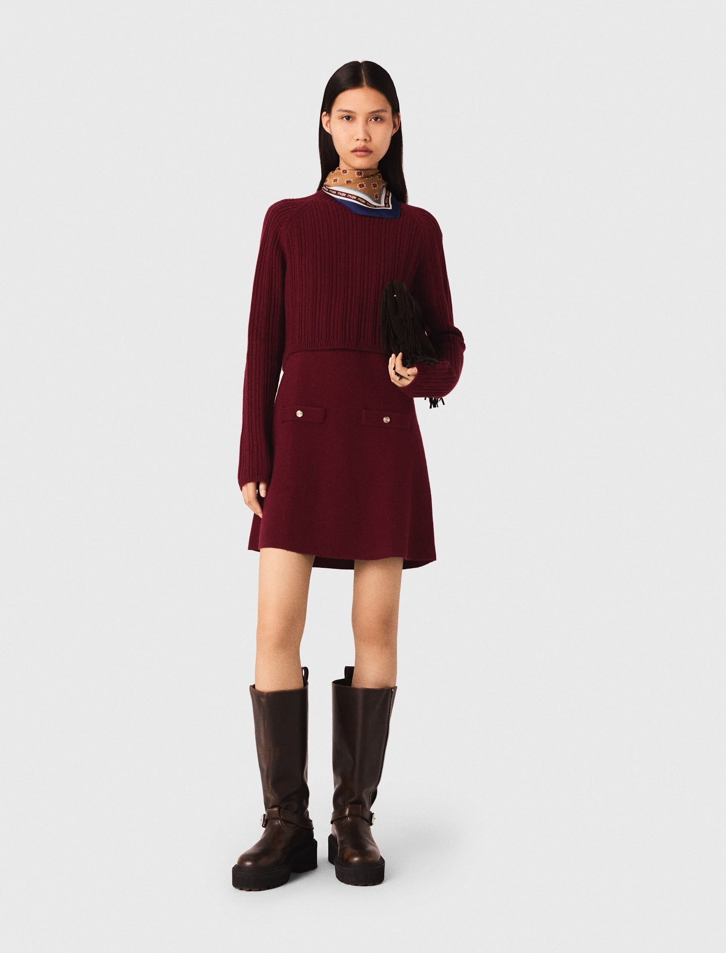 Knit dress with removable jumper Burgundy