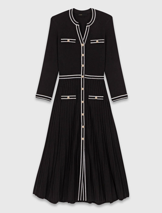 Knit midi dress Black