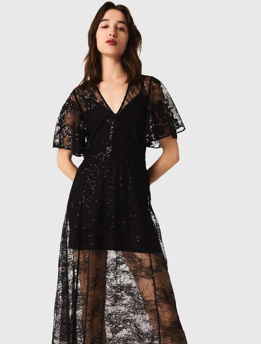 Lace maxi dress Black