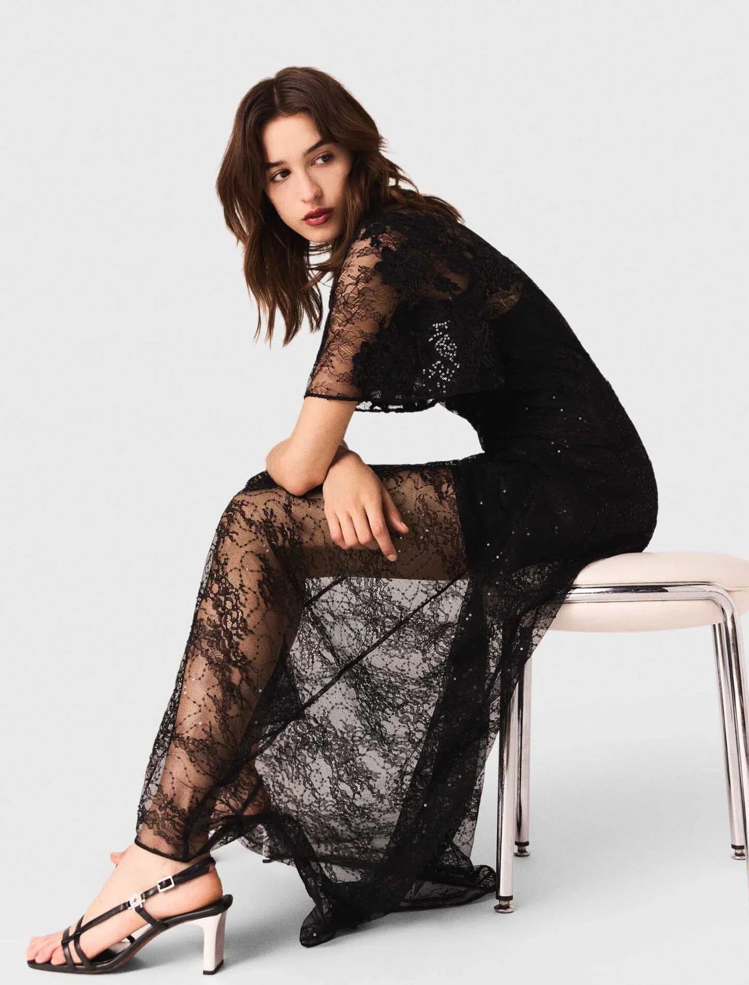Lace maxi dress Black