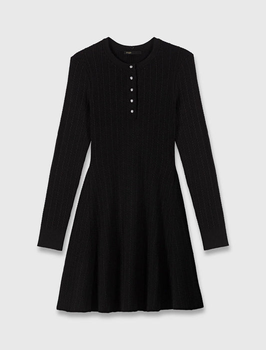 mfpro04468 short beaded collar knit dress black
