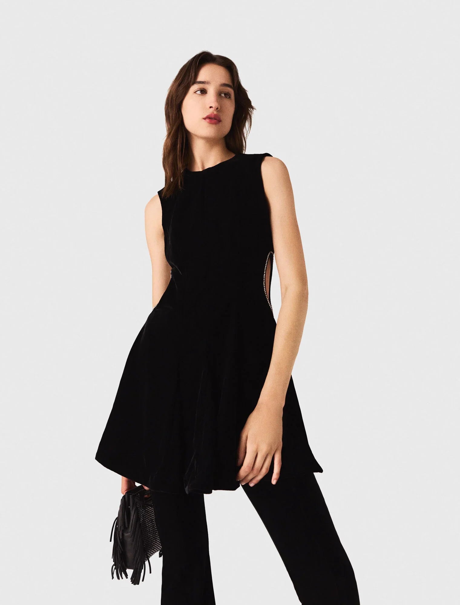 Short velvet dress Black