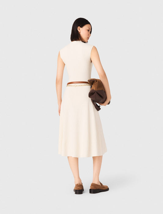 Ribbed Dress With Side Slit Ecru