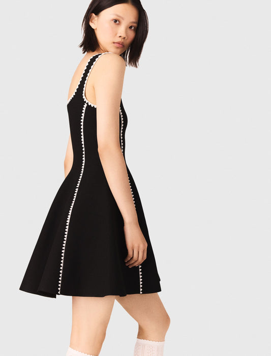 Short Dress With Topstitch Details Black