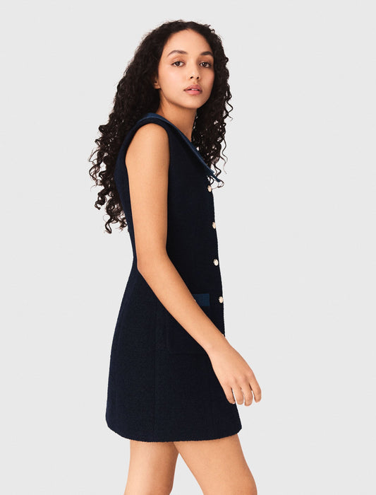 Tweed Dress With Denim Details NAVY