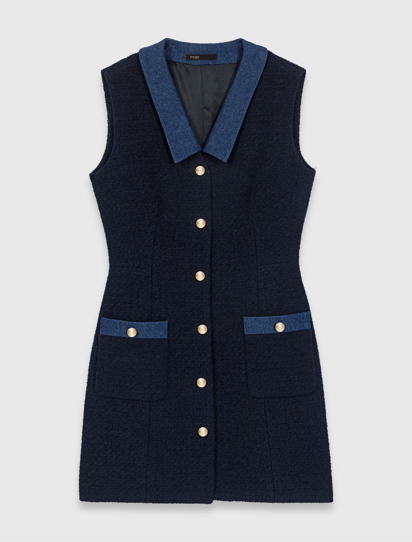 Tweed Dress With Denim Details NAVY