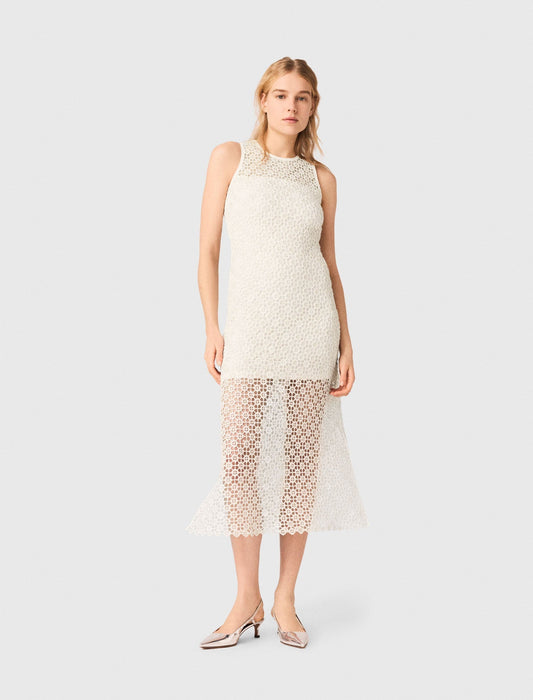 Rhinestone Crochet Maxi Dress WHITE