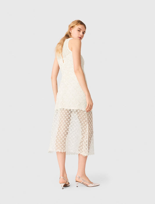 Rhinestone Crochet Maxi Dress WHITE