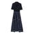 Patterned Mixed-Material Dress NAVY