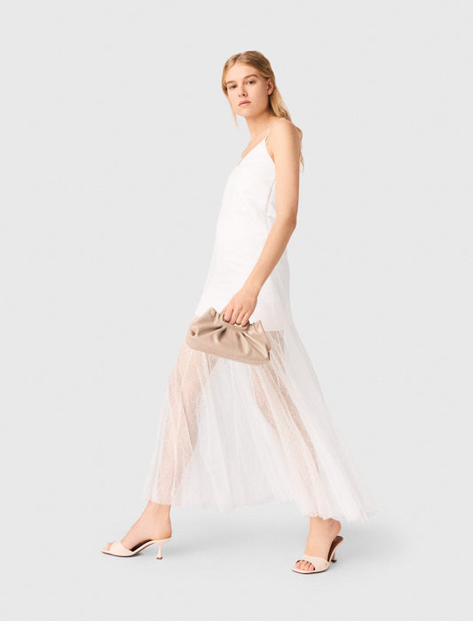 Taffeta And Lace Dress White