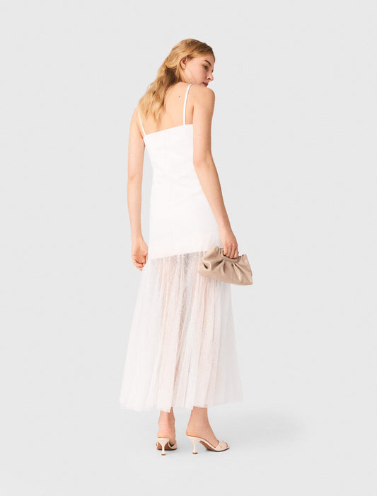 Taffeta And Lace Dress White