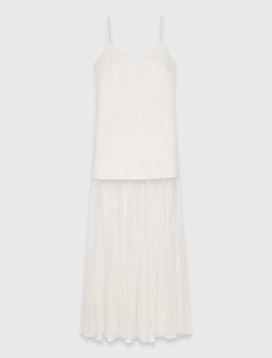 Taffeta And Lace Dress White