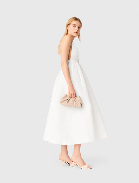 Jewelled Taffeta Maxi Dress White