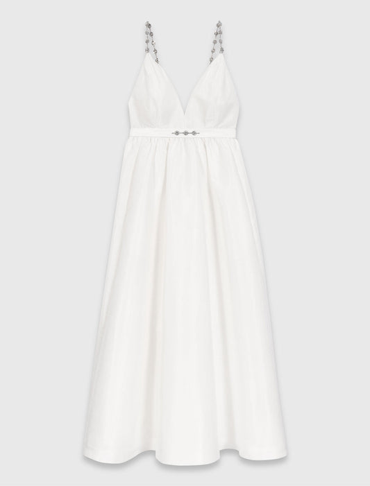 Jewelled Taffeta Maxi Dress White