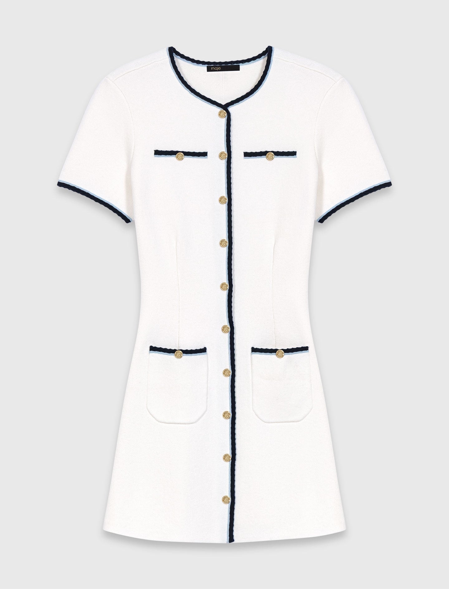 Short Dress With Contrasting Trim ECRU