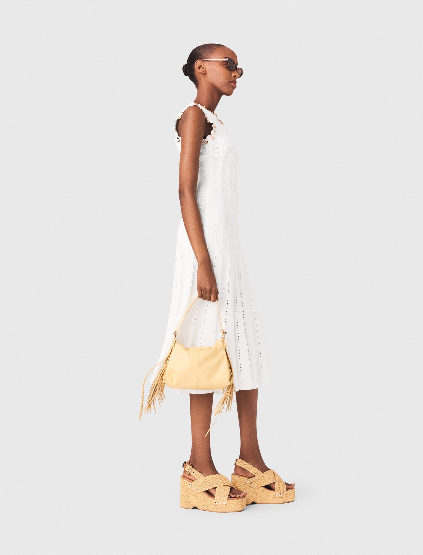 Knit Dress With Gold Jewellery White