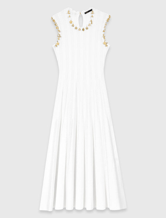 Knit Dress With Gold Jewellery White