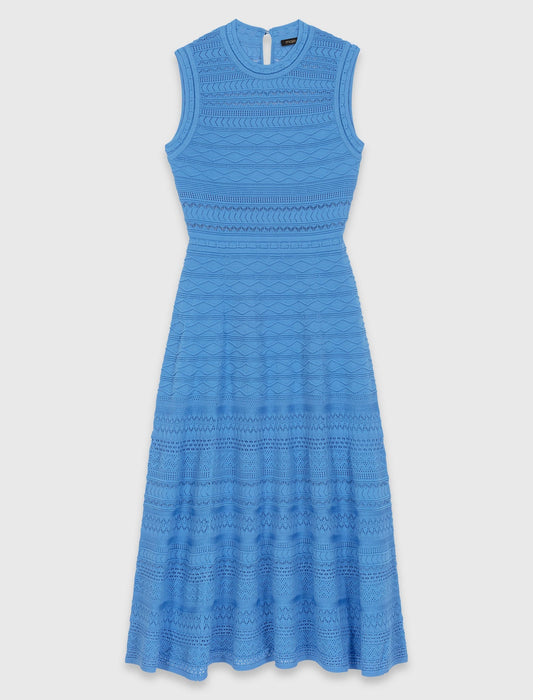 Pointelle Knit Maxi Dress Blue