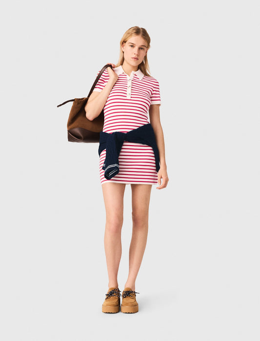 Striped Polo Dress Red