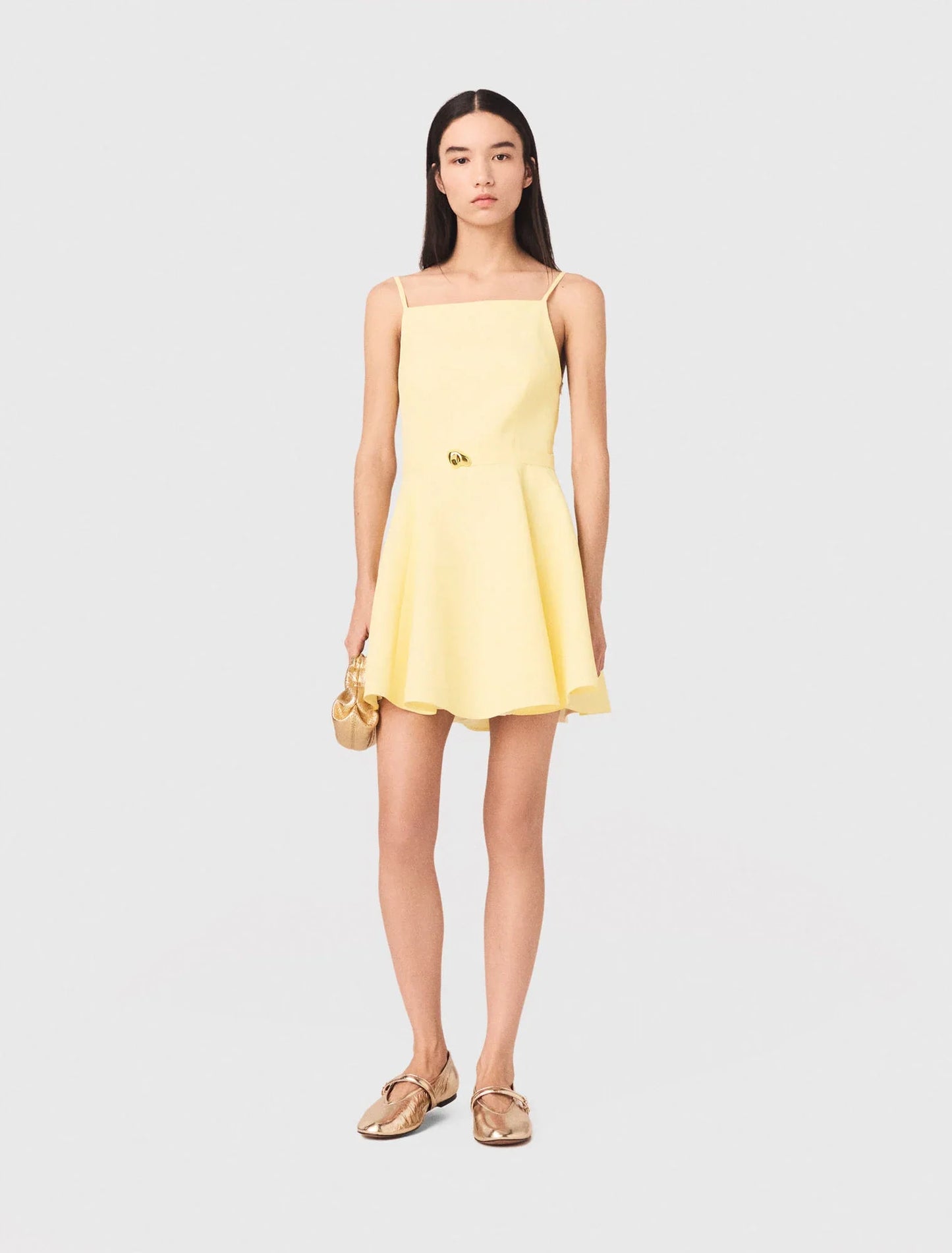 Strappy Flared Dress Pale Yellow