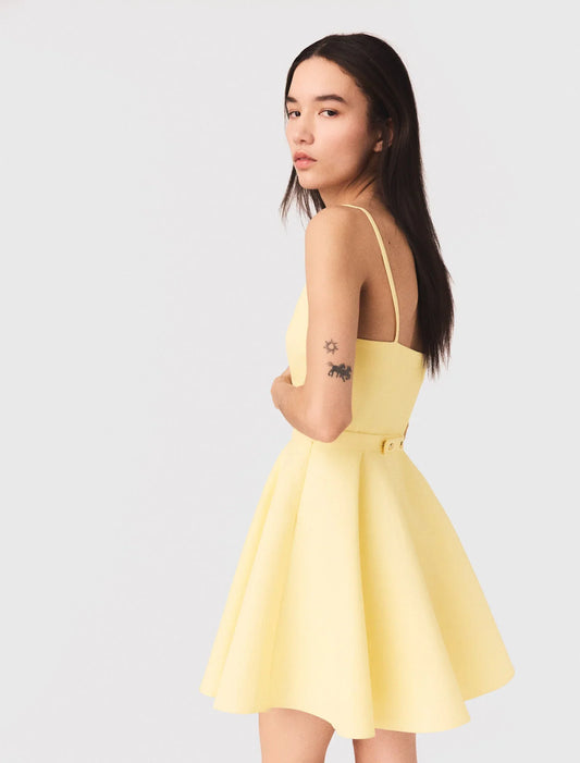 Strappy Flared Dress Pale Yellow