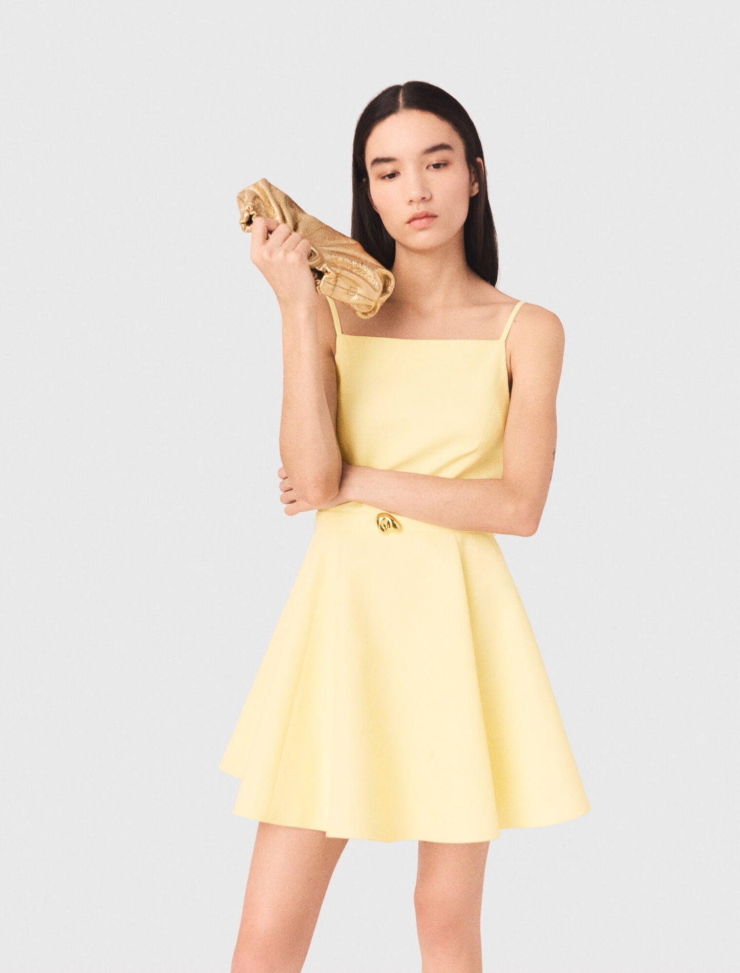 Strappy Flared Dress Pale Yellow