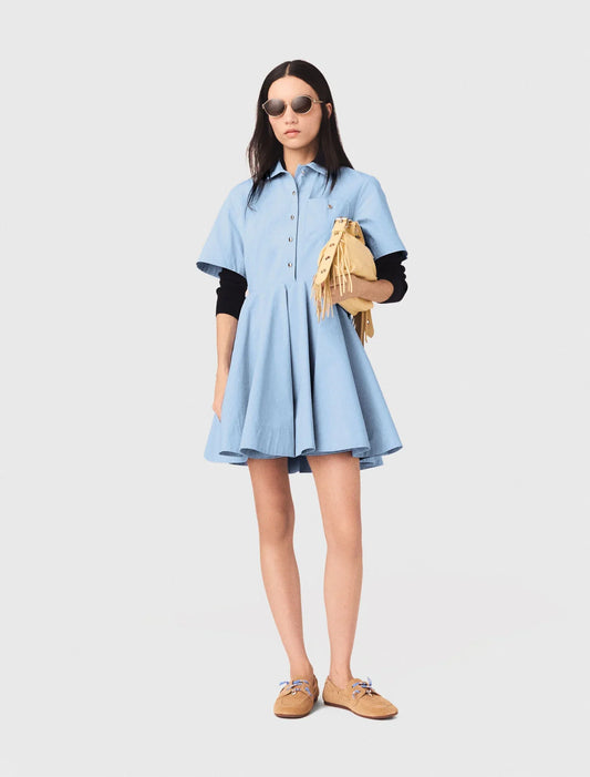 Flared Shirt Dress Blue Sky