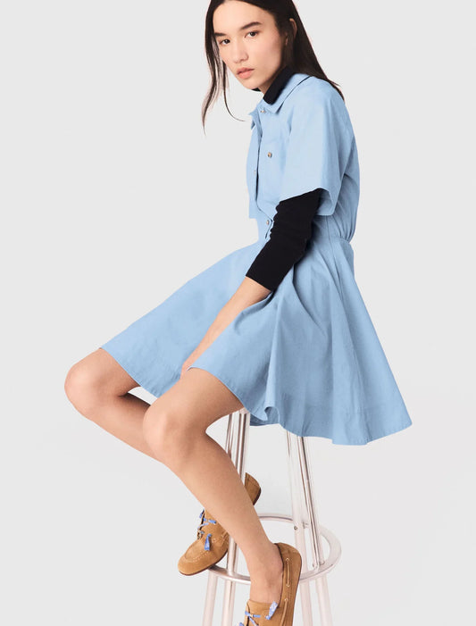 Flared Shirt Dress Blue Sky
