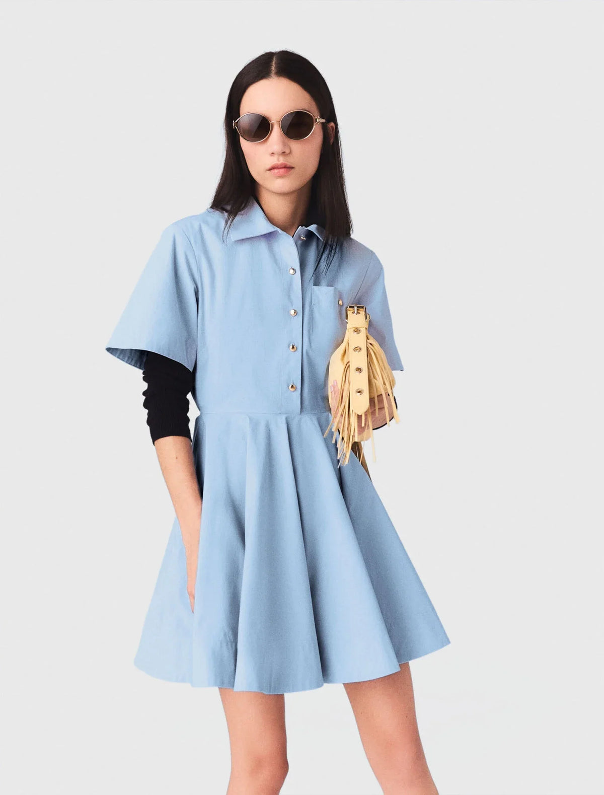 Flared Shirt Dress Blue Sky