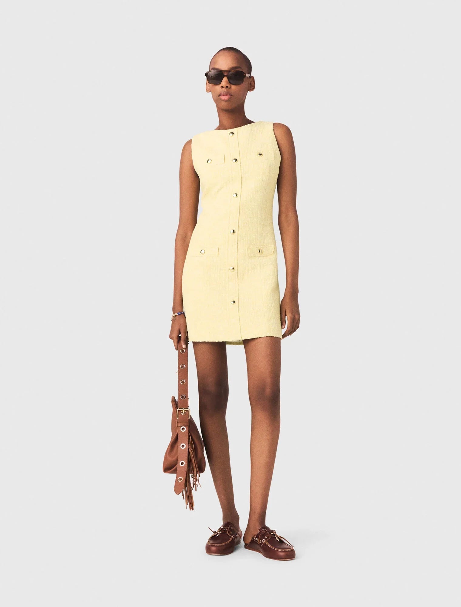 Short Flared Tweed Dress Ecru Short Flared Tweed Dress Ecru