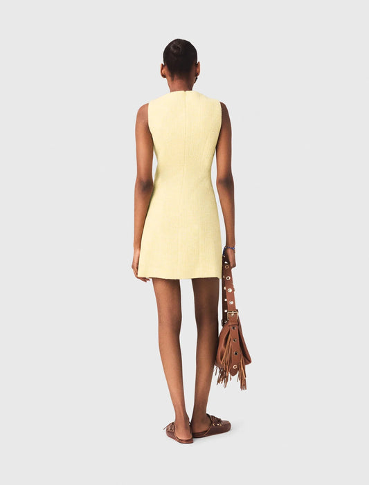 Short Tweed Dress Pale Yellow