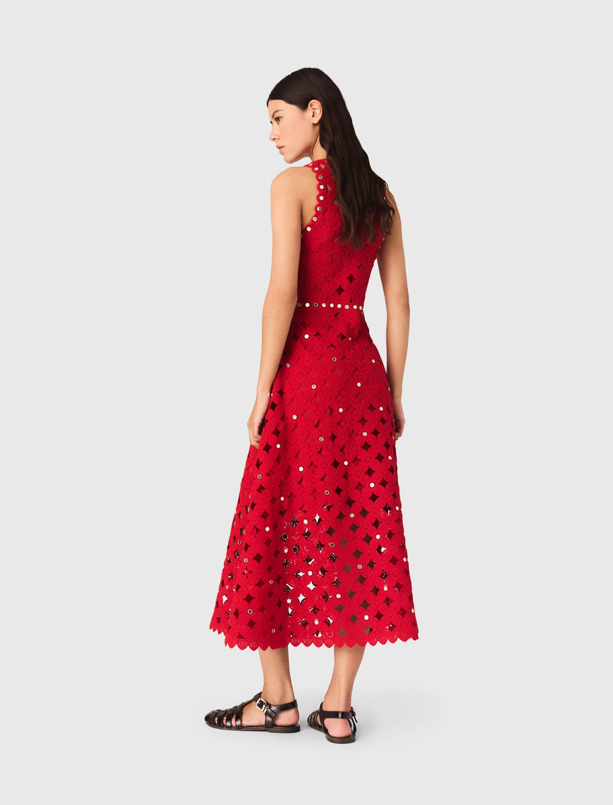 Mirrored Crochet Dress Red