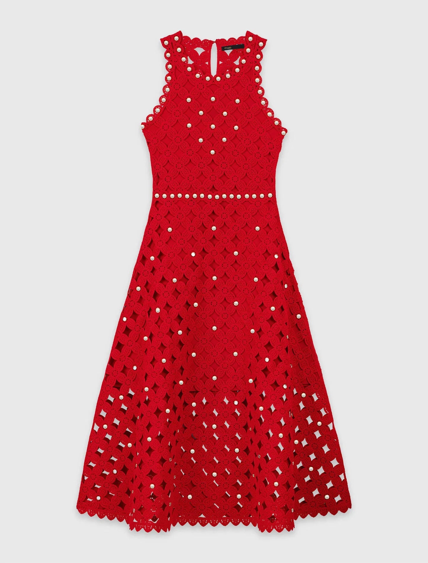 Mirrored Crochet Dress Red