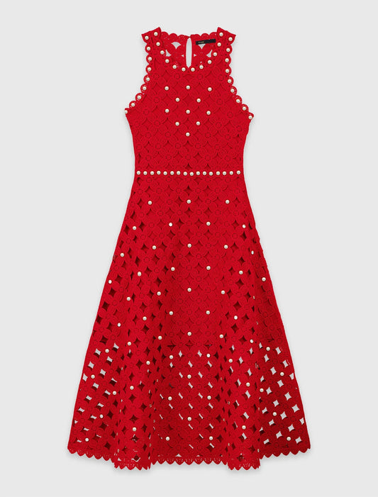 Mirrored Crochet Dress Red